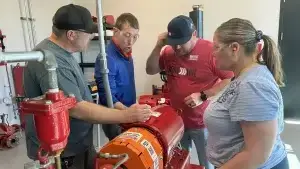 Class looks at a fire pump